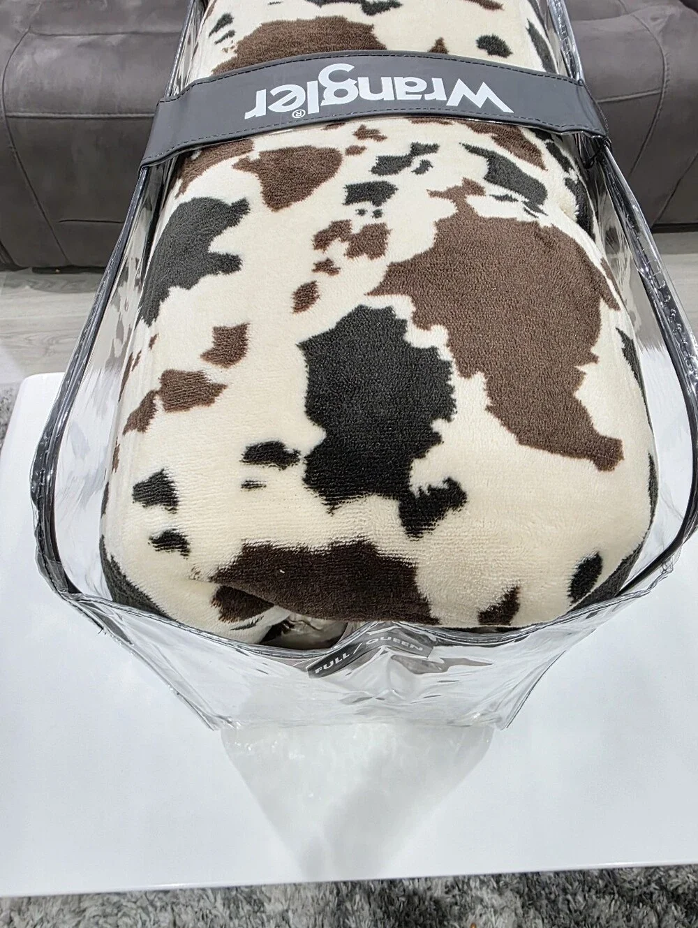 Wrangler QUEEN 3-Piece Plush Cow Print Comforter Set New